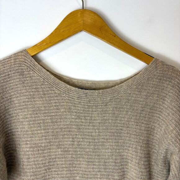 Vince - Light Brown Cashmere Loose Knit Boat Neck Lightweight Sweater - M - Picture 3 of 10